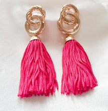 Load image into Gallery viewer, hot pink tassel earrings
